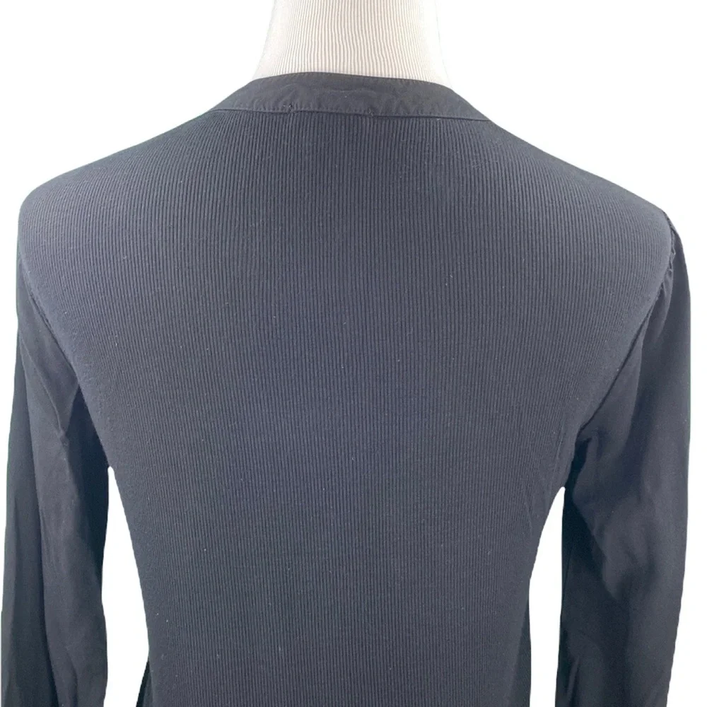 Splendid Classic Black Oversized V-Neck Blouse - Picture 6 of 10
